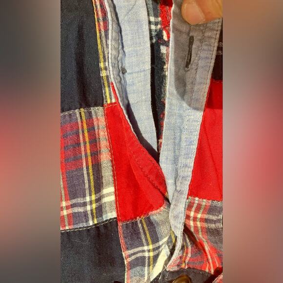 VTG Liz Claiborne Sport Patchwork Plaid Button Up Shirt Womens Size S Red - Picture 5 of 9